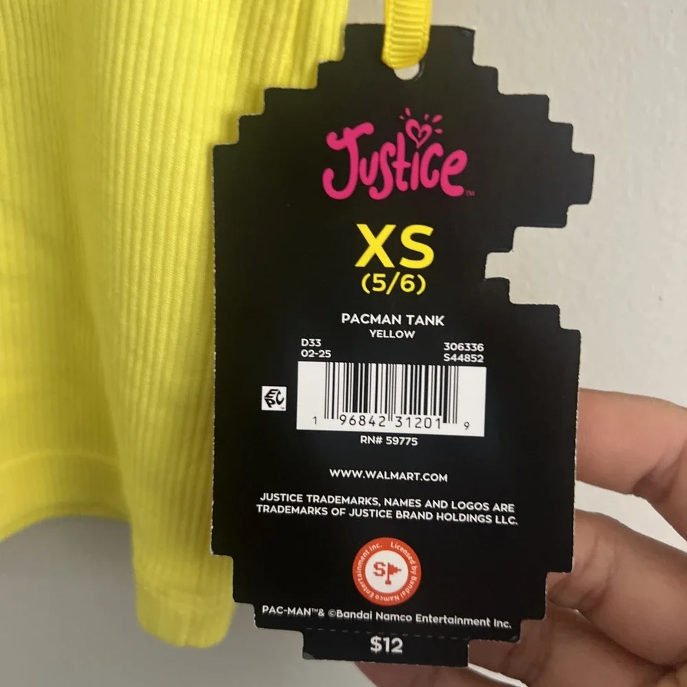 Justice Girls Pacman Tank Size XS (5/6) Yellow